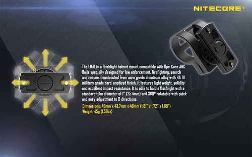 Nitecore Rotary Flashlight Helmet Mount - LMA1
