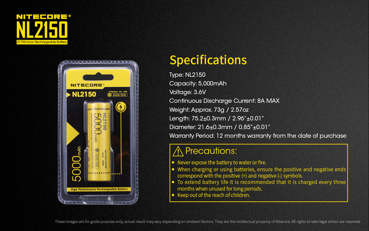 Nitecore High Performance Rechargeable Battery - NL2150