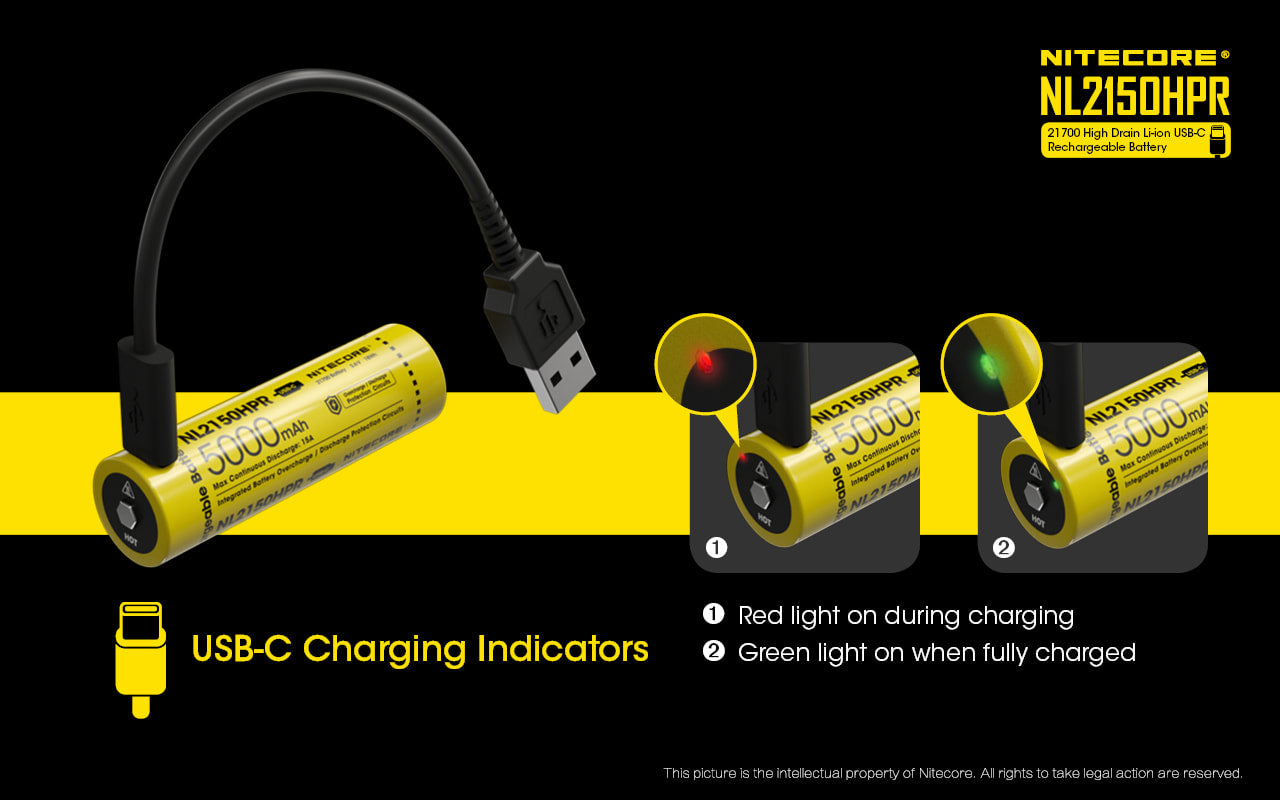Nitecore High Drain USB-C Rechargeable Battery - NL2150HPR