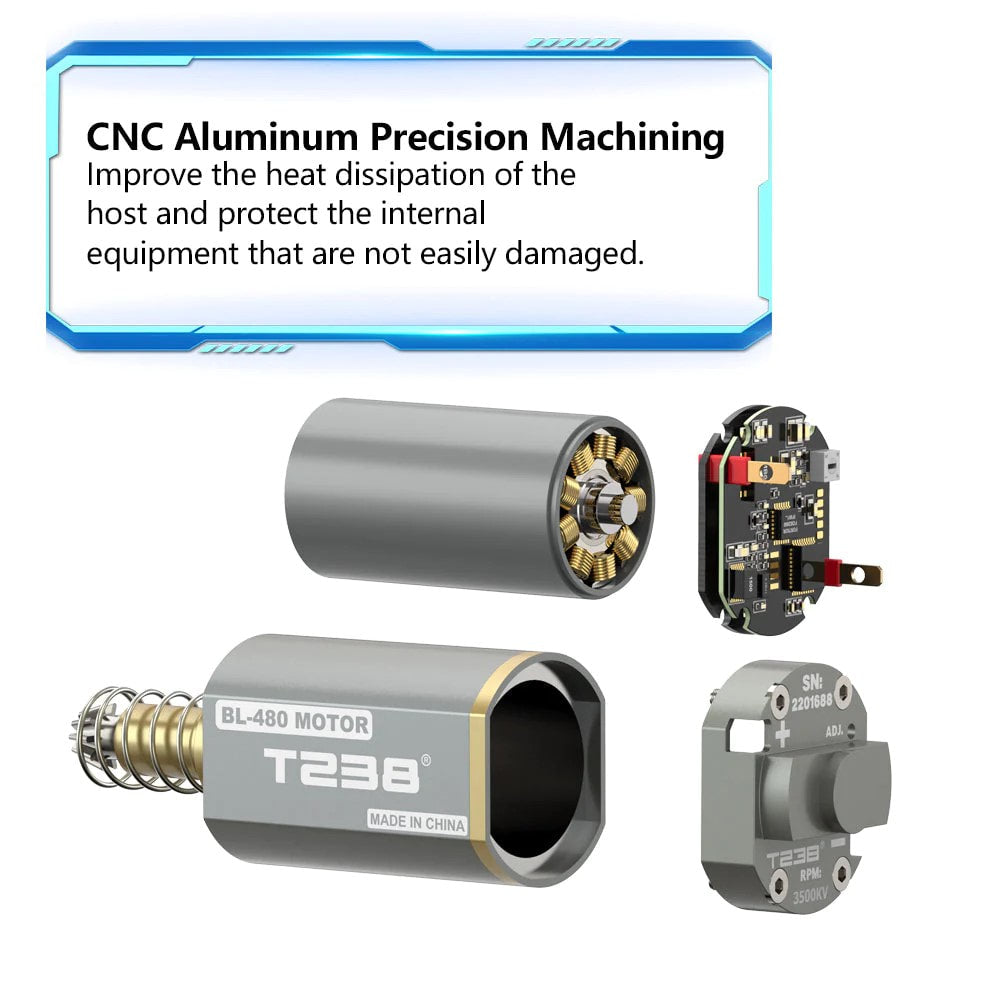 T238 - High Torque & Speed AEG Brushless Motor Long Type