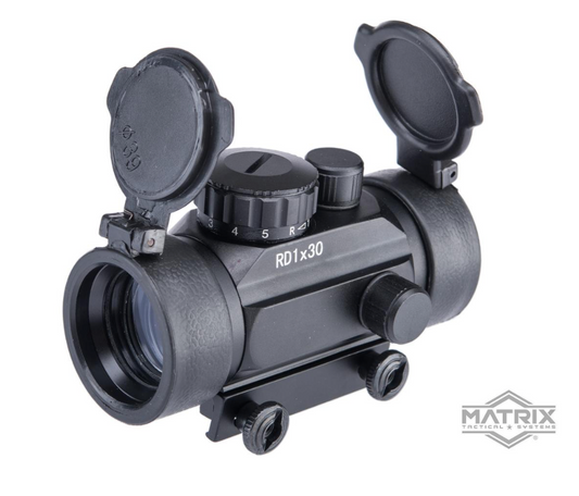 1x30 Illuminated Red / Green Dot Sight Scope w/ QD Weaver Base - BLK