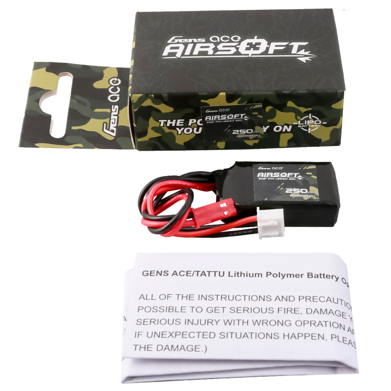 Gens ace 35C 250mAh 7.4V Battery - JST Plug