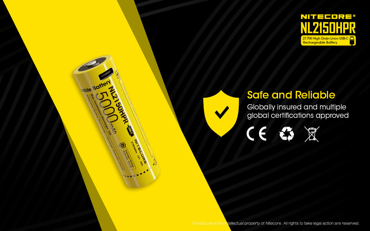 Nitecore High Drain USB-C Rechargeable Battery - NL2150HPR