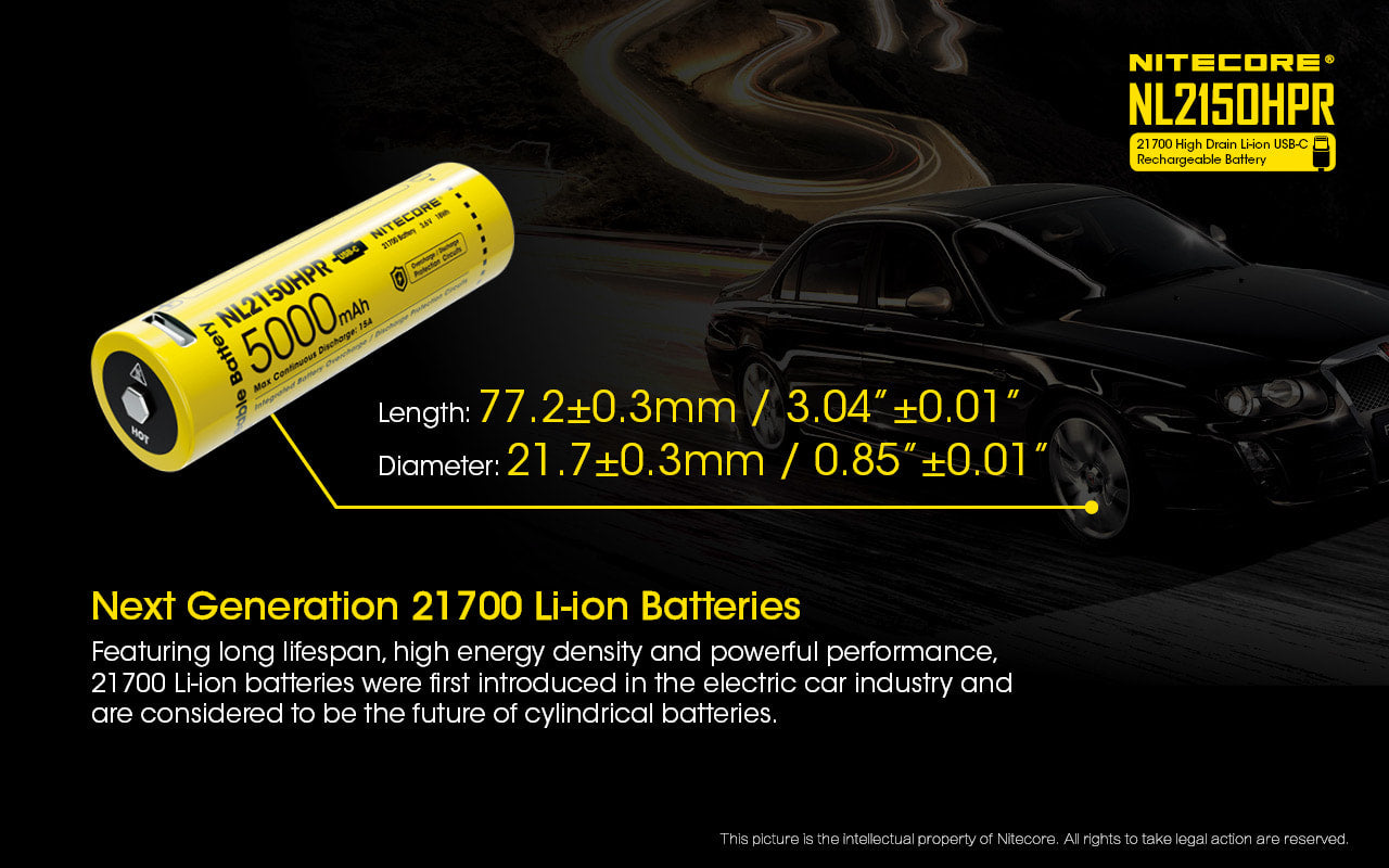Nitecore High Drain USB-C Rechargeable Battery - NL2150HPR