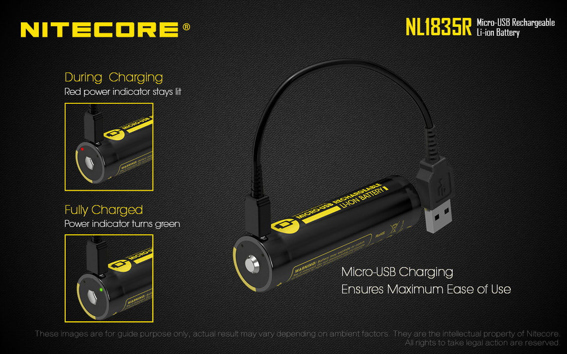 Nitecore Micro-USB Rechargeable Li-Ion Battery - NL1835R