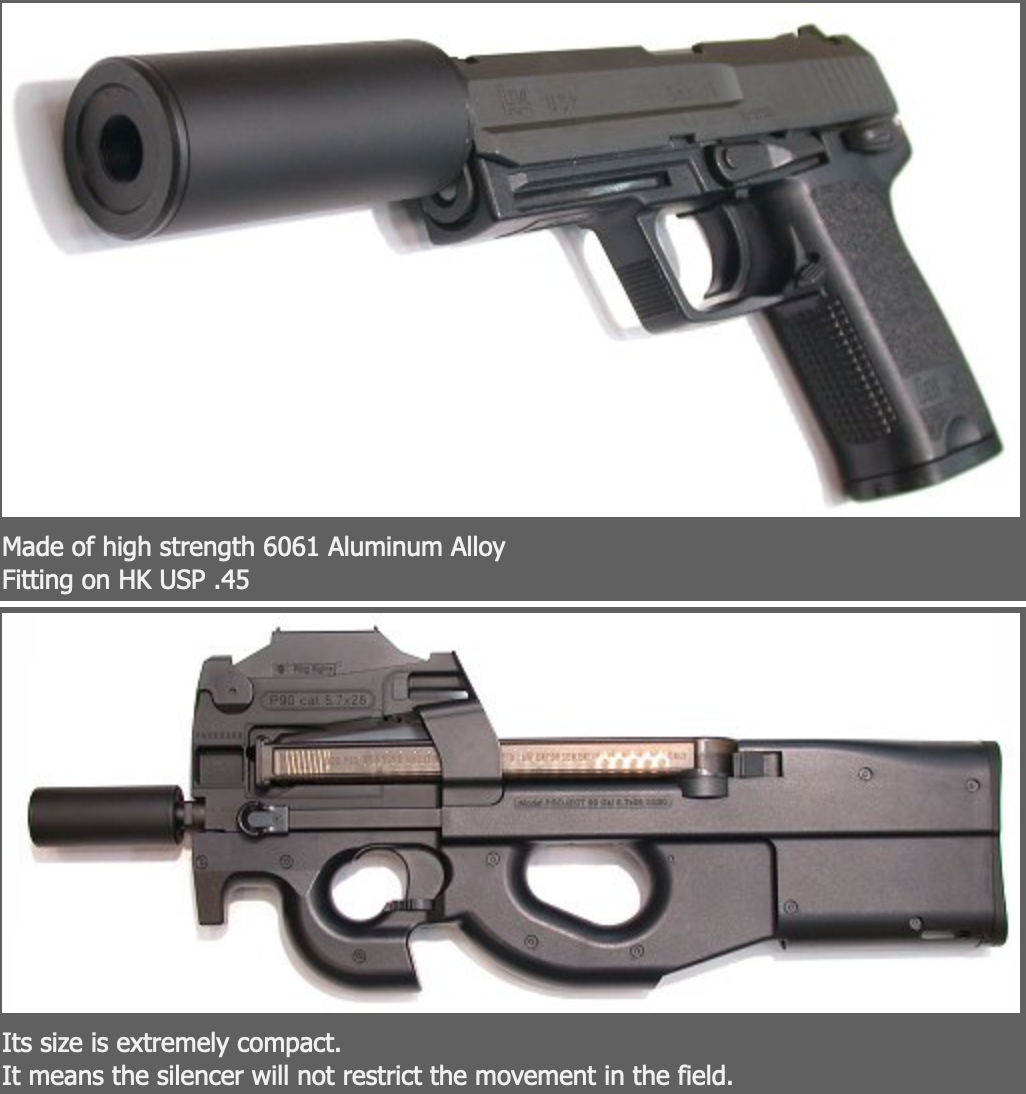 Guarder MP5N-S Silencer 14+/- thread