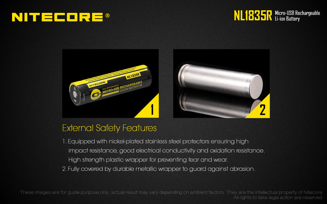 Nitecore Micro-USB Rechargeable Li-Ion Battery - NL1835R