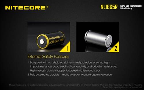 Nitecore CR123 Micro-USB Battery NL1665R