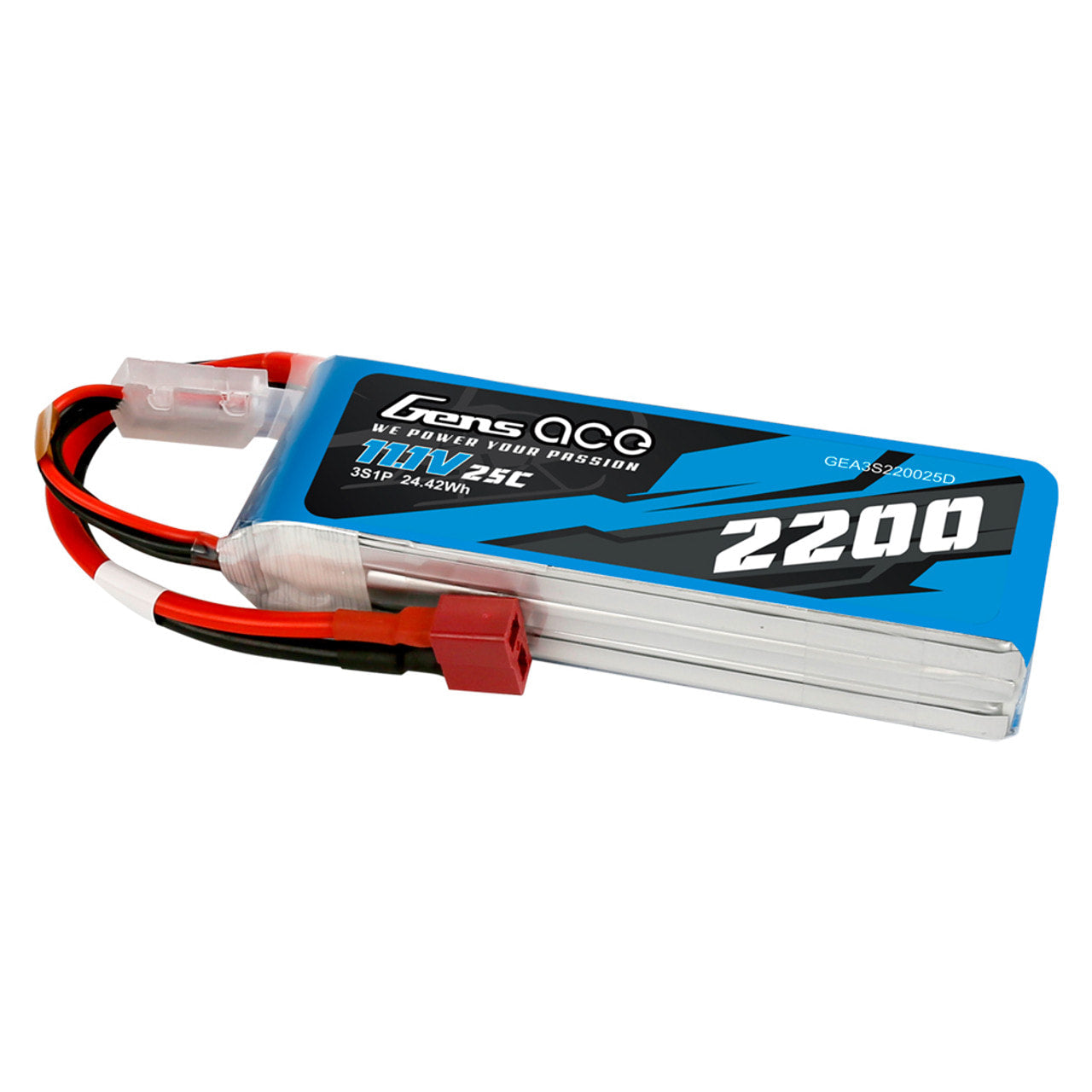 Gens ace 25C 2200mAh 11.1V Battery - Deans - Brick