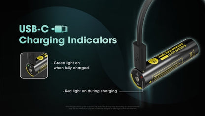 Nitecore 18650 USB-C Rechargeable Battery 3600mAh - NL1836R
