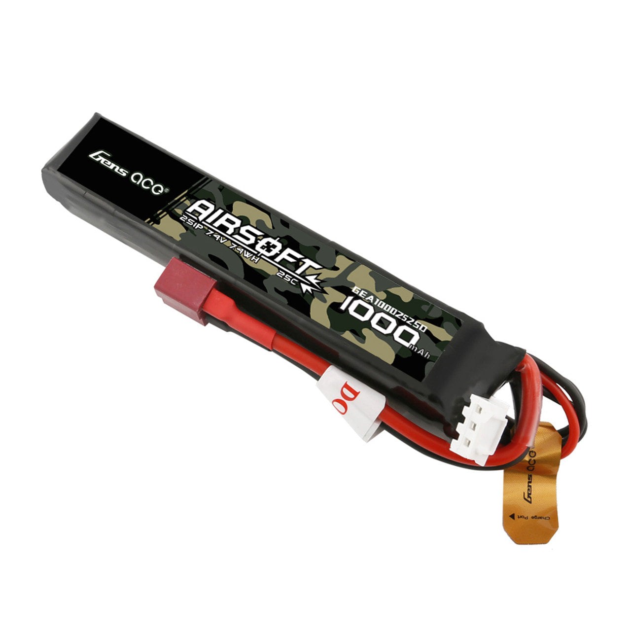 Gens ace 25C 1000mAh 7.4V Battery - Deans - Short Stick