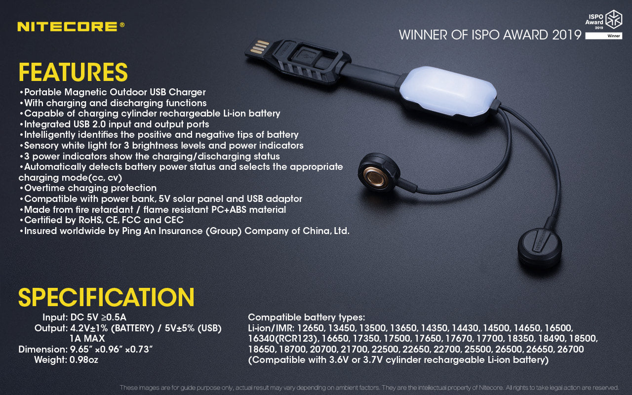 Nitecore Portable Magnetic USB Charger - LC10