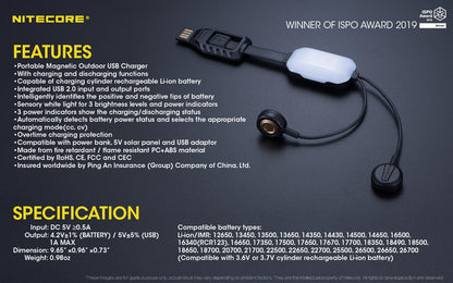 Nitecore Portable Magnetic USB Charger - LC10