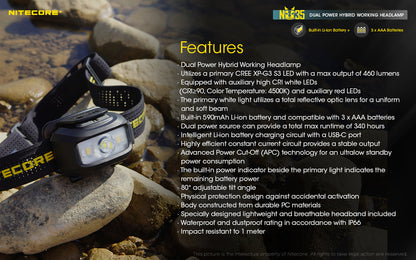 Nitecore Dual Power Hybrid Working Headlamp - NU35