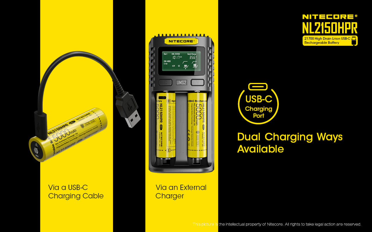 Nitecore High Drain USB-C Rechargeable Battery - NL2150HPR