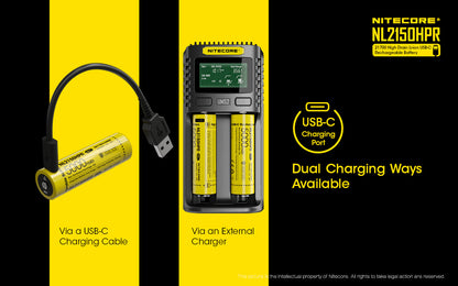 Nitecore High Drain USB-C Rechargeable Battery - NL2150HPR
