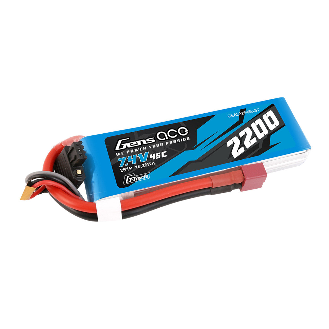 Gens Ace 45C 2200mAh 7.4V Battery - Deans - Brick