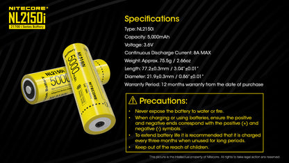 Nitecore 21700 i Series Li-Ion Battery - NL2150i