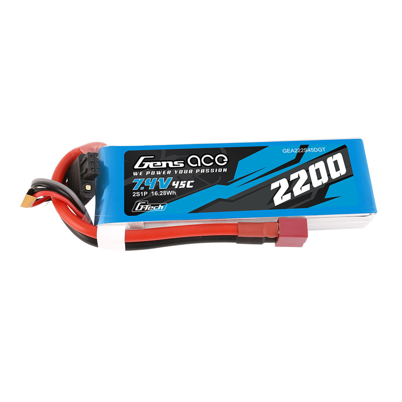 Gens Ace 45C 2200mAh 7.4V Battery - Deans - Brick