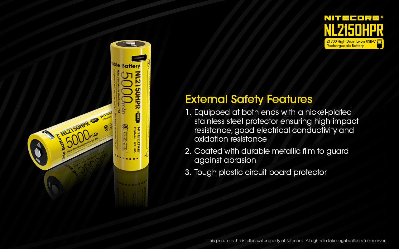 Nitecore High Drain USB-C Rechargeable Battery - NL2150HPR