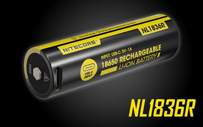 Nitecore 18650 USB-C Rechargeable Battery 3600mAh - NL1836R