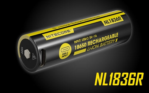 Nitecore 18650 USB-C Rechargeable Battery 3600mAh - NL1836R