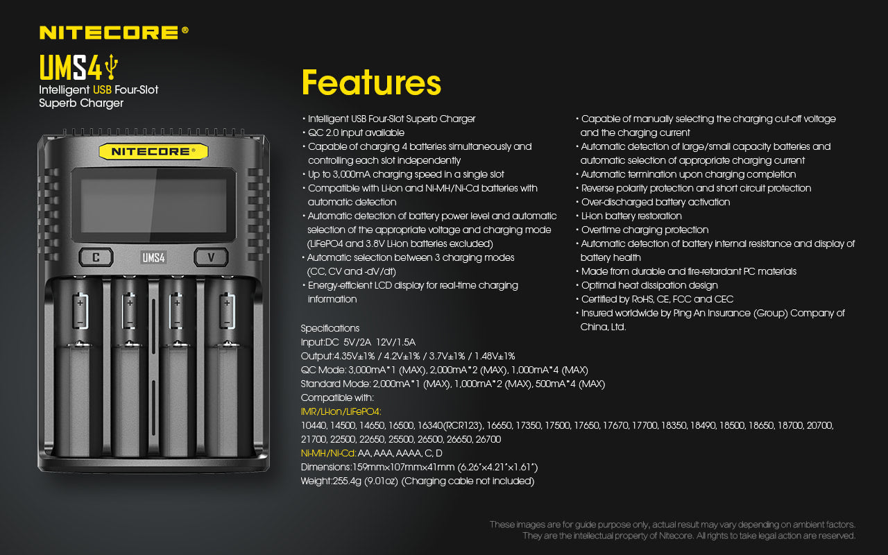 Nitecore USB 4-Slot Superb Charger - UMS4