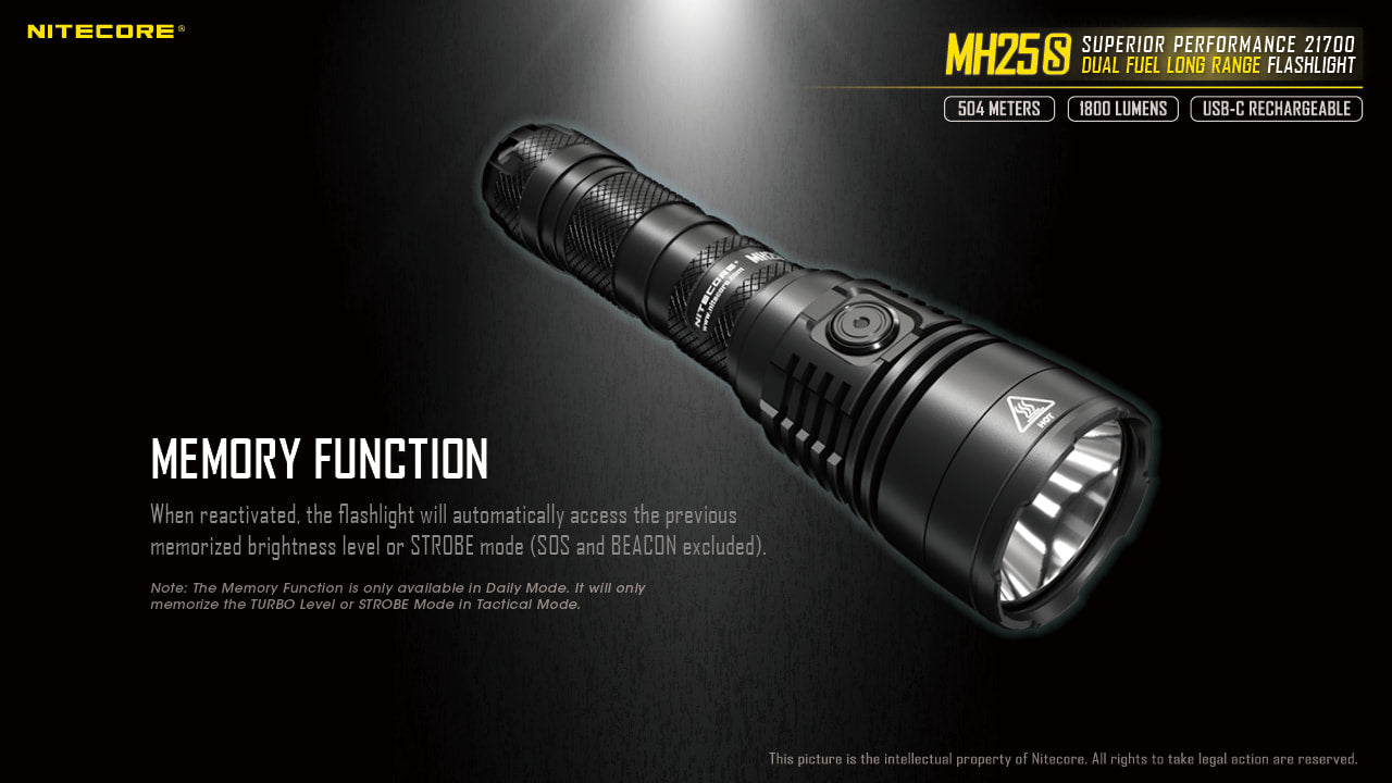 Nitecore Dual Fuel Long Range Flashlight - MH25S