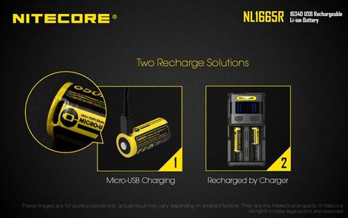 Nitecore CR123 Micro-USB Battery NL1665R