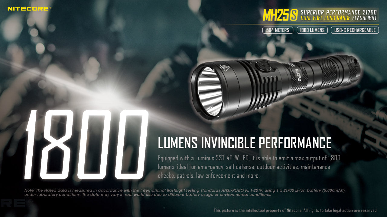 Nitecore Dual Fuel Long Range Flashlight - MH25S