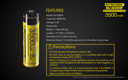 Nitecore High Performance Protected Li-Ion Battery - NL1835HP