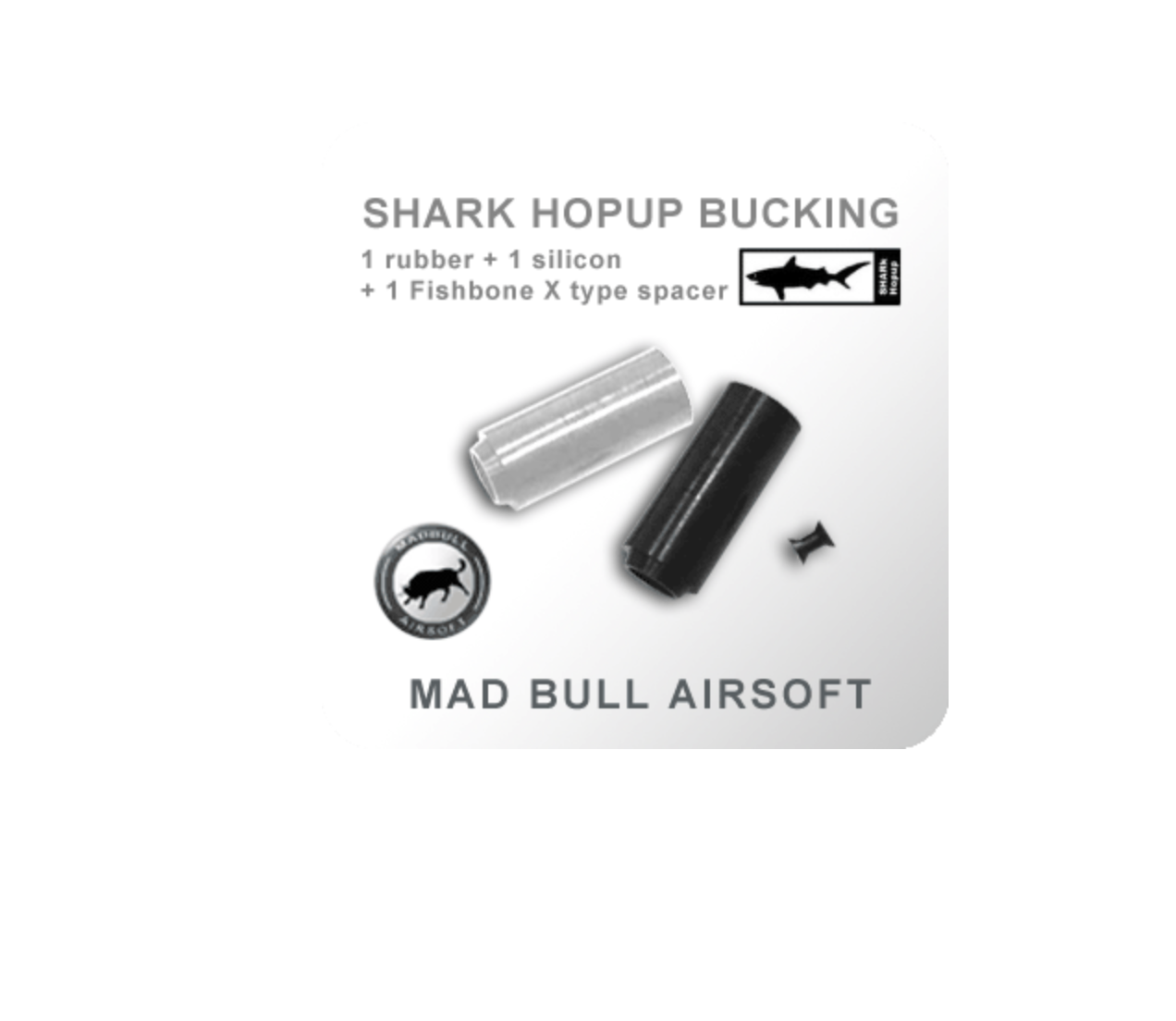 Madbull Black/Clear Shark Buckings w/Fish Bone Spacer