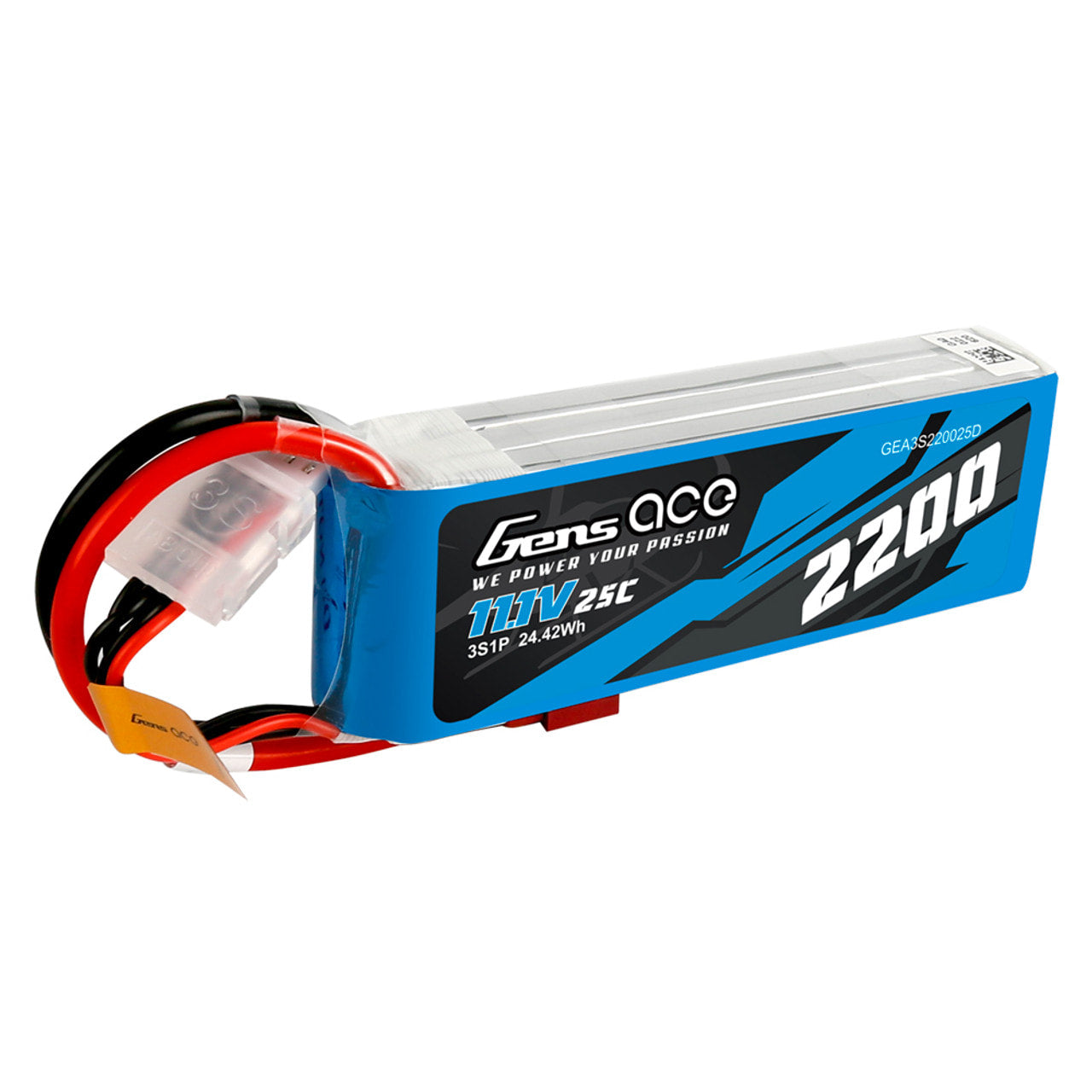 Gens ace 25C 2200mAh 11.1V Battery - Deans - Brick