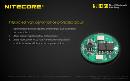 Nitecore Micro-USB Rechargeable Li-Ion Battery - NL1835R