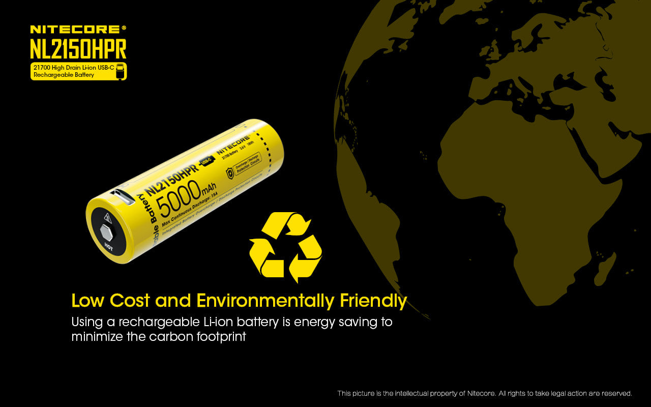 Nitecore High Drain USB-C Rechargeable Battery - NL2150HPR