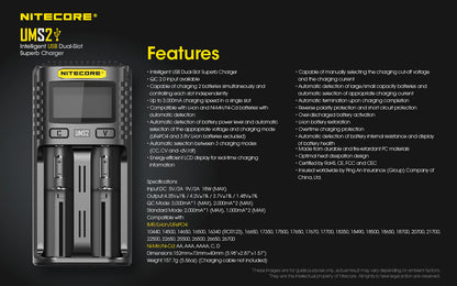 Nitecore Dual-Slot Superb Charger - UMS2