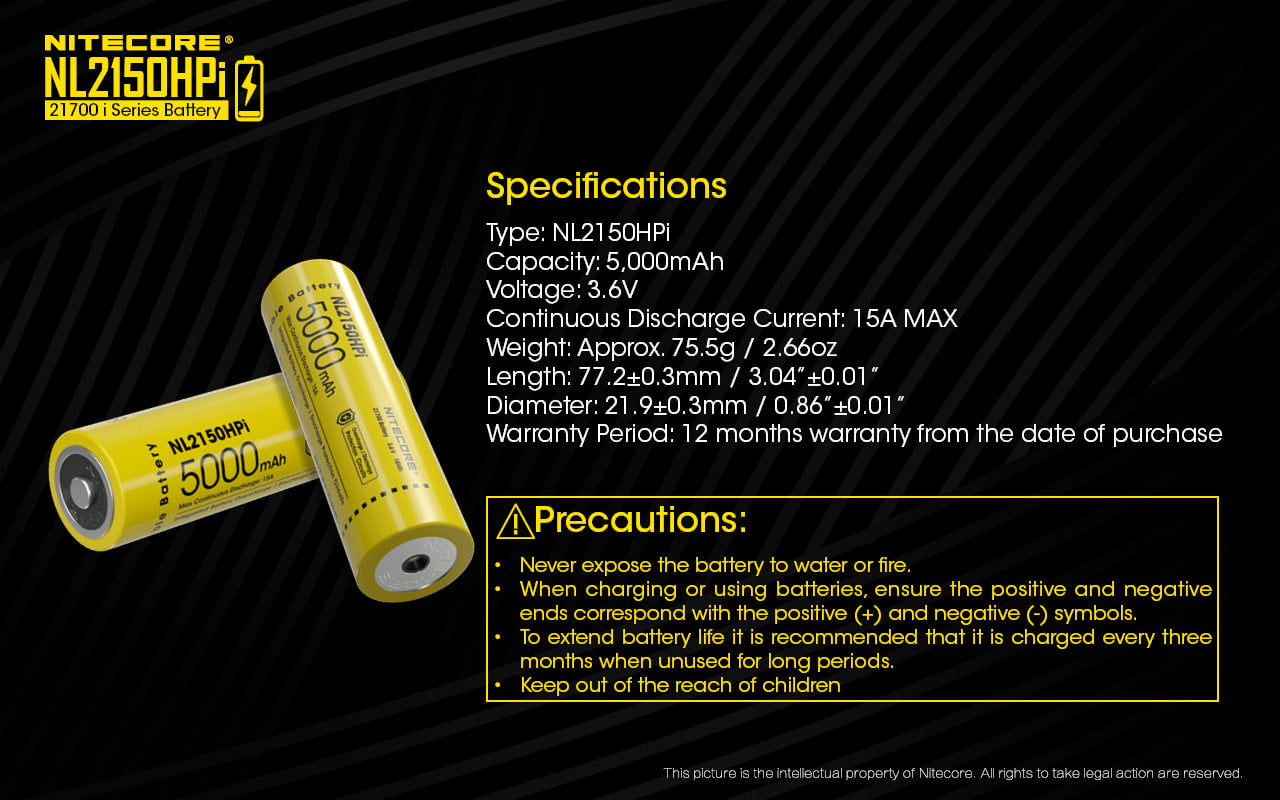 Nitecore High Drain 21700 i Series Battery - NL2150HPi