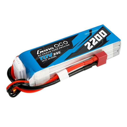 Gens ace 25C 2200mAh 11.1V Battery - Deans - Brick