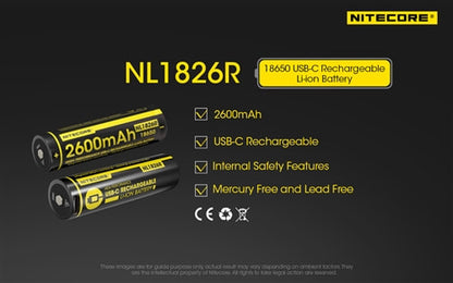 Nitecore 18650 2600mAh USB-C Battery NL1826R