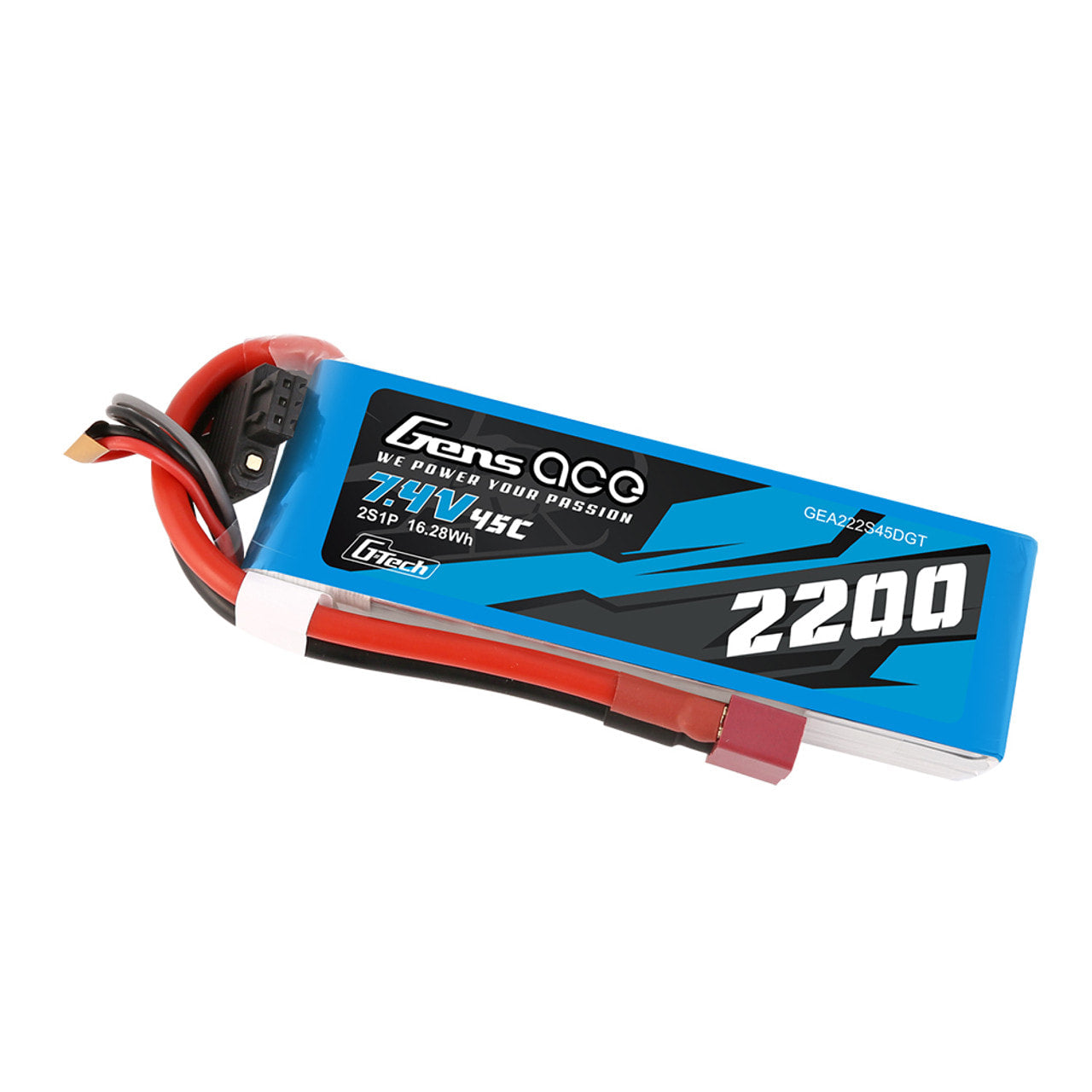 Gens Ace 45C 2200mAh 7.4V Battery - Deans - Brick