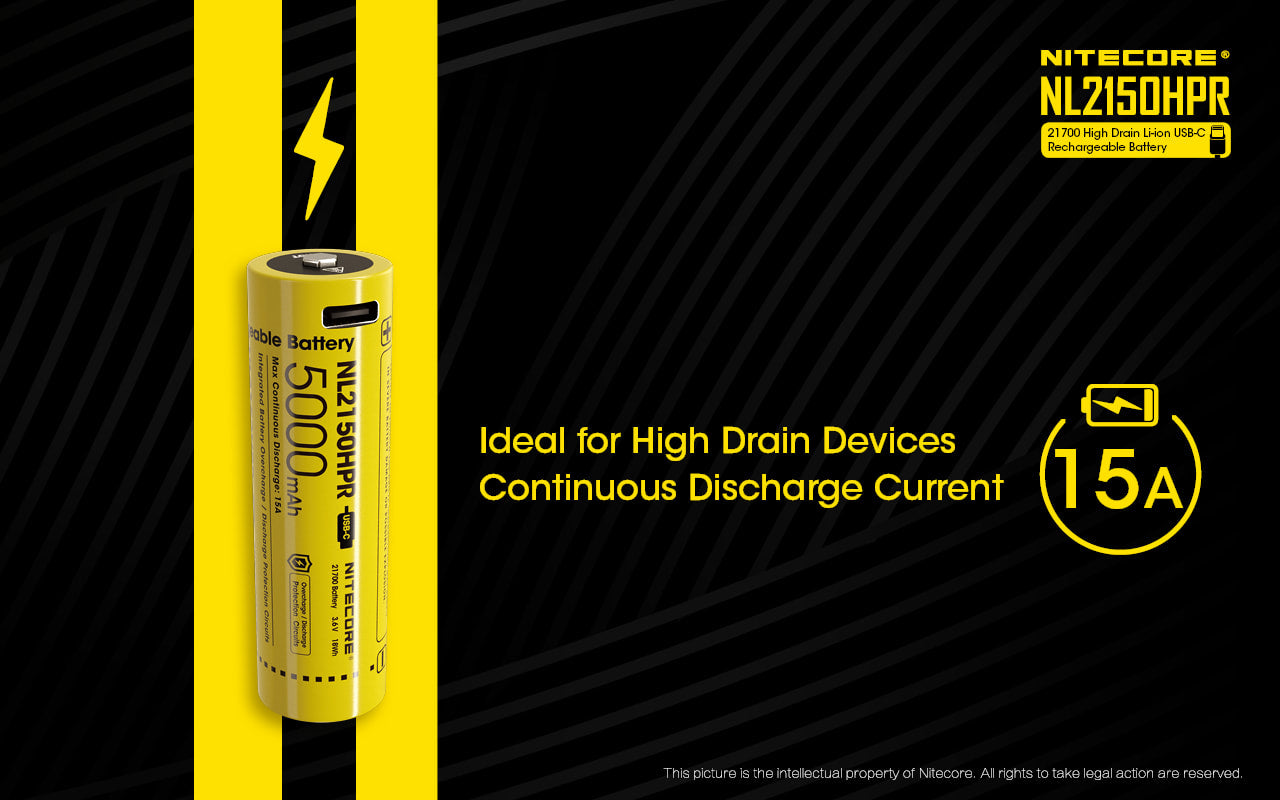 Nitecore High Drain USB-C Rechargeable Battery - NL2150HPR