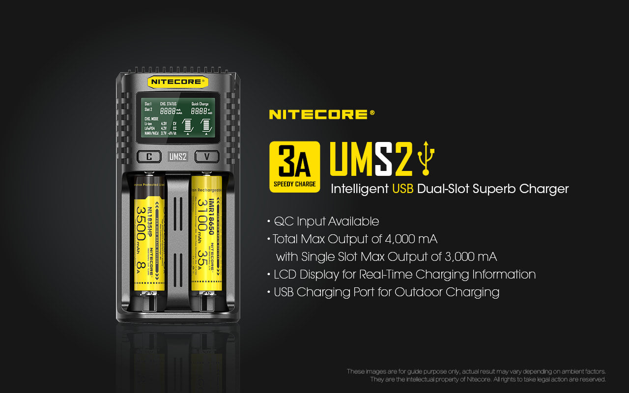Nitecore Dual-Slot Superb Charger - UMS2
