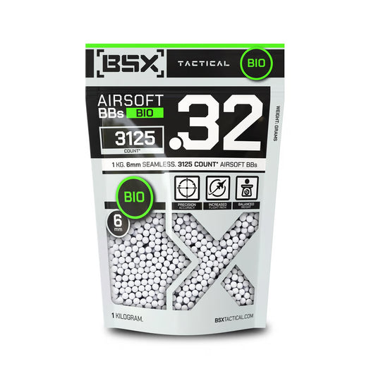 BSX BIO 0.32g Airsoft BBs – 1KG Bag (~3125 Count)